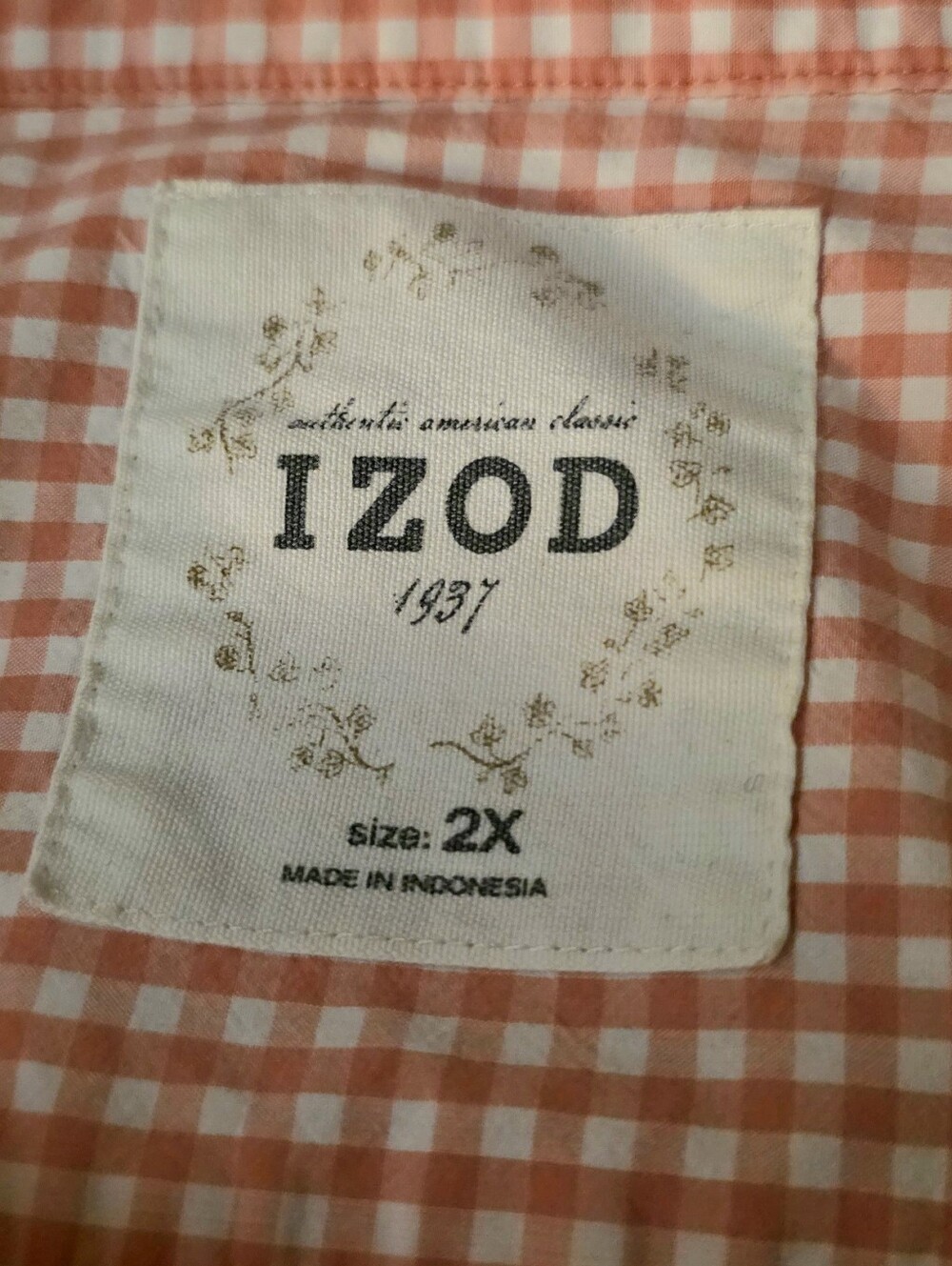 IZOD Pink & White Gingham 100% Cotton Long Sleeve Button-Up Shirt Women's 2X - Picture 7 of 9